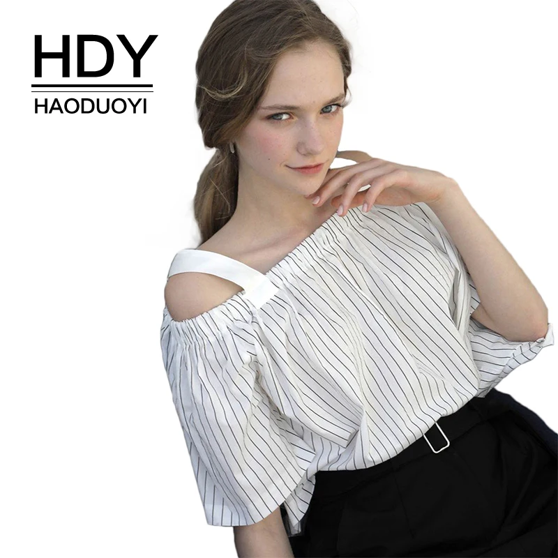 Женская блузка HDY Haoduoyi летняя с коротким рукавом и регулируемым ремнем|Блузки| |