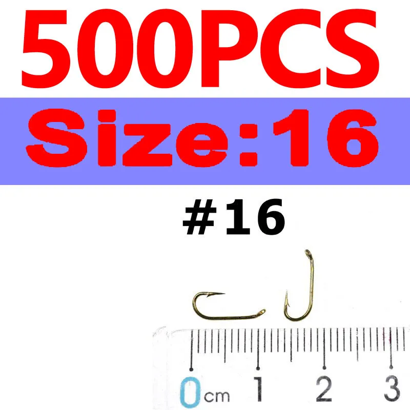 Bimoo 500 шт., Размер 10, 12, 14, 16, 18, 20, стандартные крючки для нимфы и мокрой мухи, бронзовые острые прочные крючки для нимфы и мокрой мухи - Цвет: 500pcs size 16