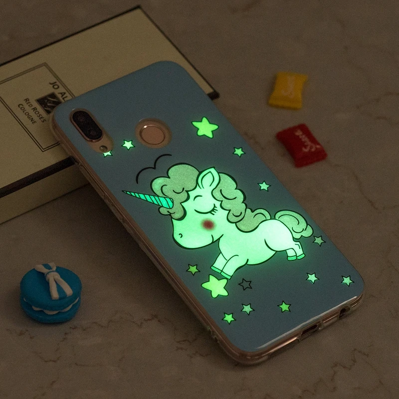 Чехол для Huawei P20 Lite с изображением единорога бабочки светящийся чехол телефона Nova