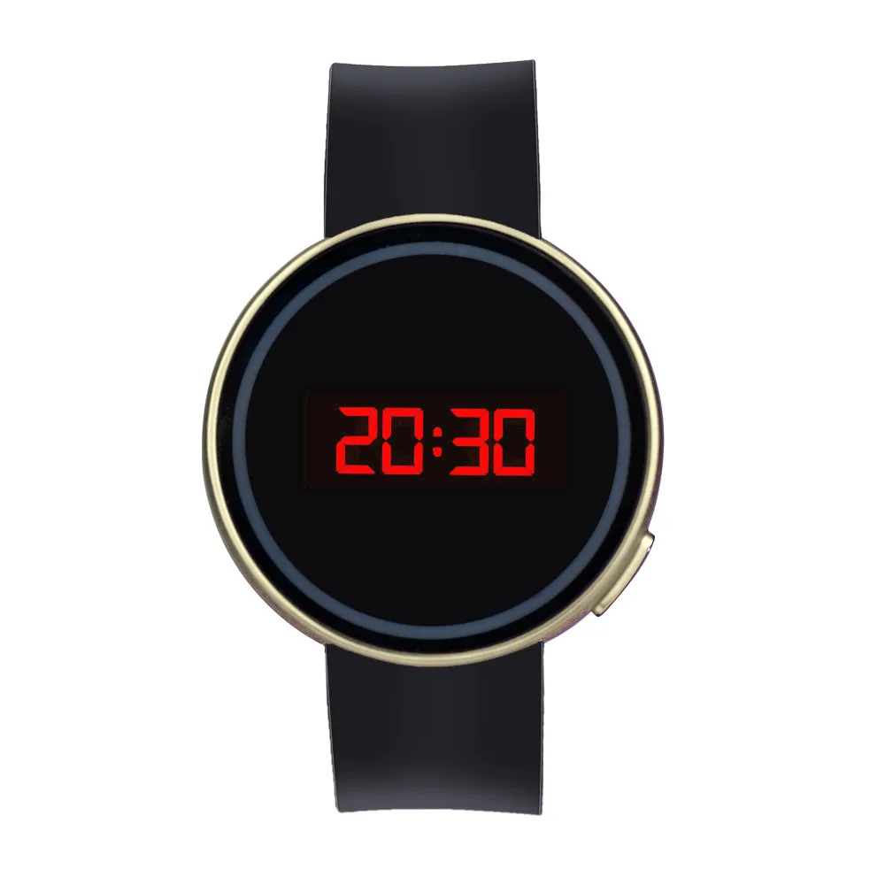 Gold Zerotime#501 новые спортивные наручные часы для мужчин и женщин светодиодный сенсорный экран дата Силиконовые наручные черные часы простые прочные - Цвет: Gold