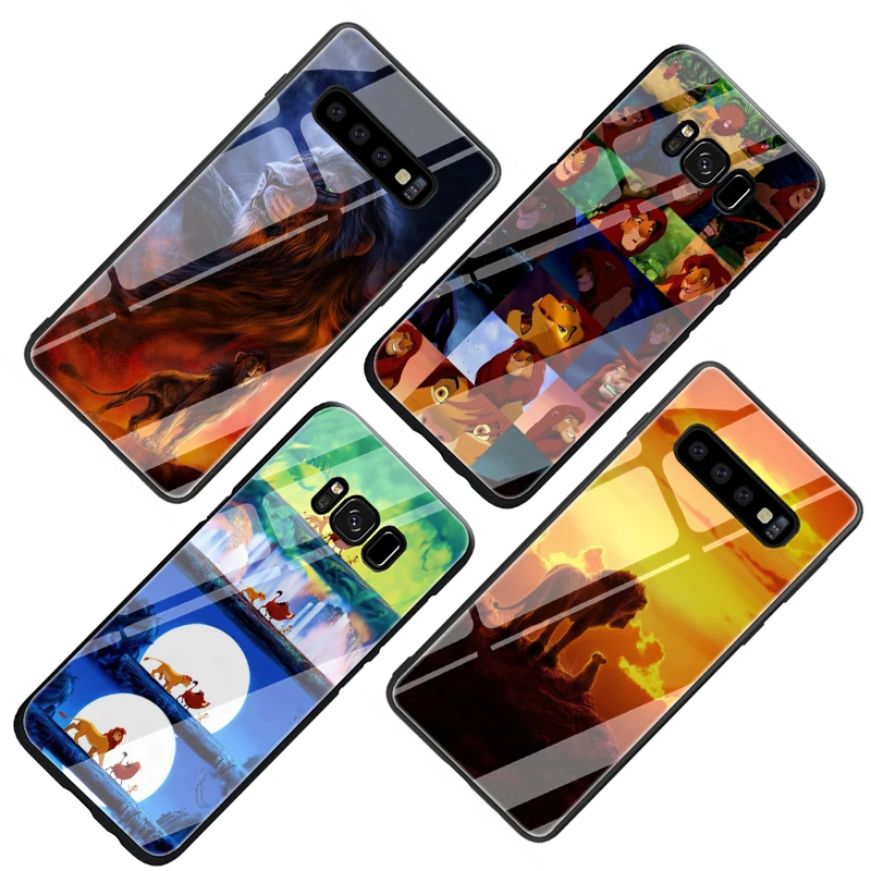 Король Лев закаленное Стекло чехол для телефона для samsung S7 край S8 S9 S10 Plus Note 8 9 A10 20 30 40 50 60 70