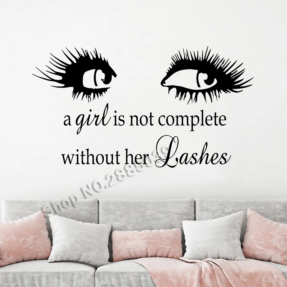 Наклейка на стену для цитат про брови и ресницы в стиле салона красоты Beauty Salon Eyebrows Quote Wall Decal Eye Eyelashes Stickers Girl Bedroom Lashes Extensions Vinyl Brows Hot LC709.