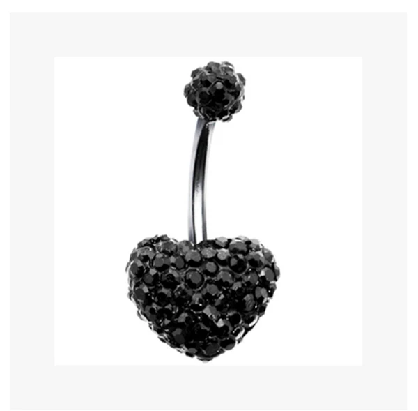 6pc 316 surgical steel heart belly ring shamballa love navel body jewelry |