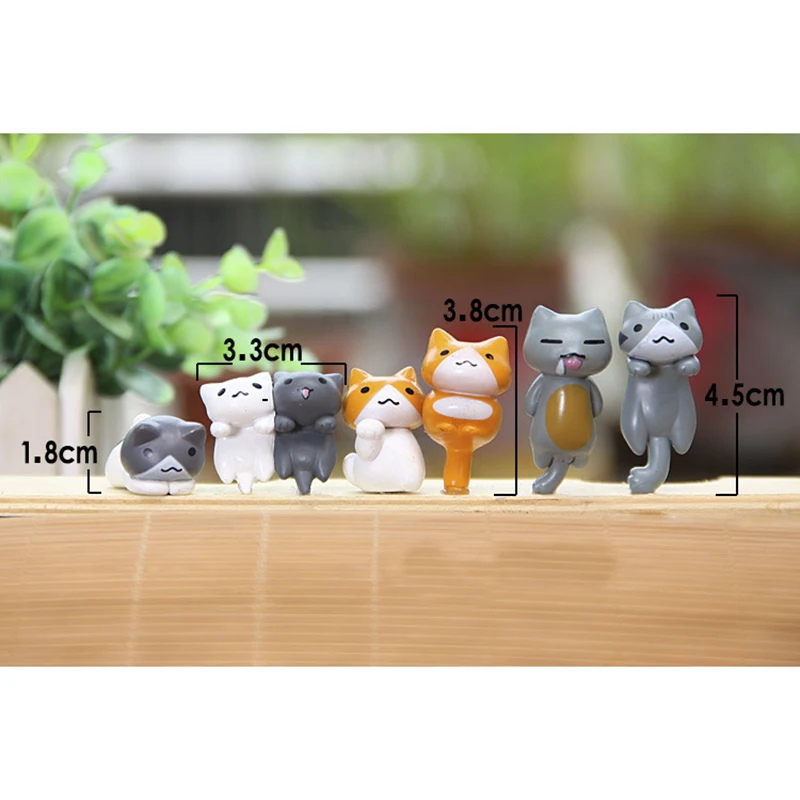 6 шт., миниатюрные фигурки для террариума в японском стиле Kawaii Cat, украшения для украшения дома, креативные фигурки японского аниме, ПВХ, домашний декор