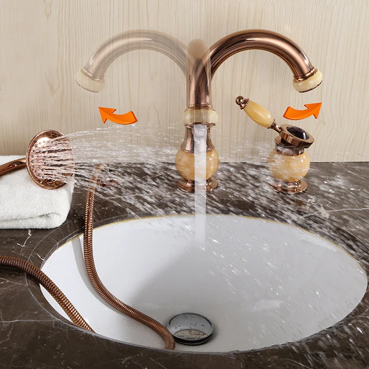 Роскошный смеситель для раковины в ванной комнате из розового золота с