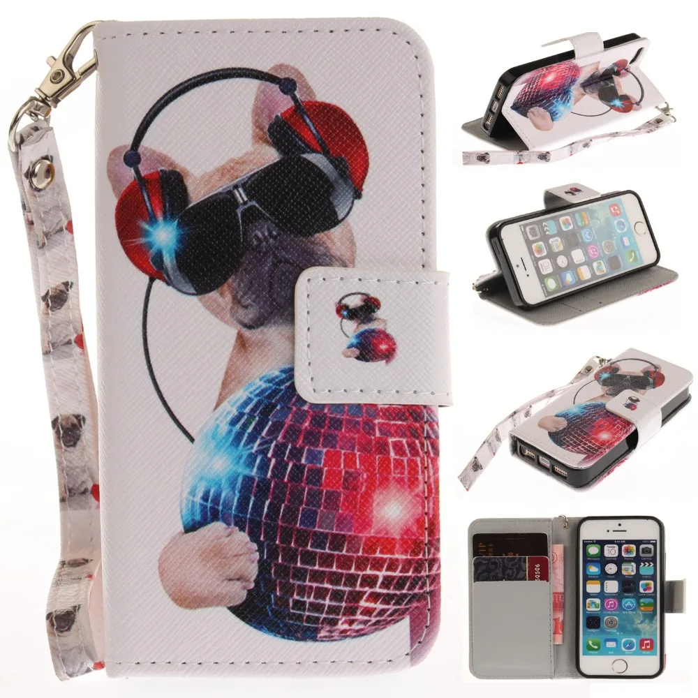 Модный флип чехол для iphone 5S iphone5 кожаный с изображением волка 5 SE защитный