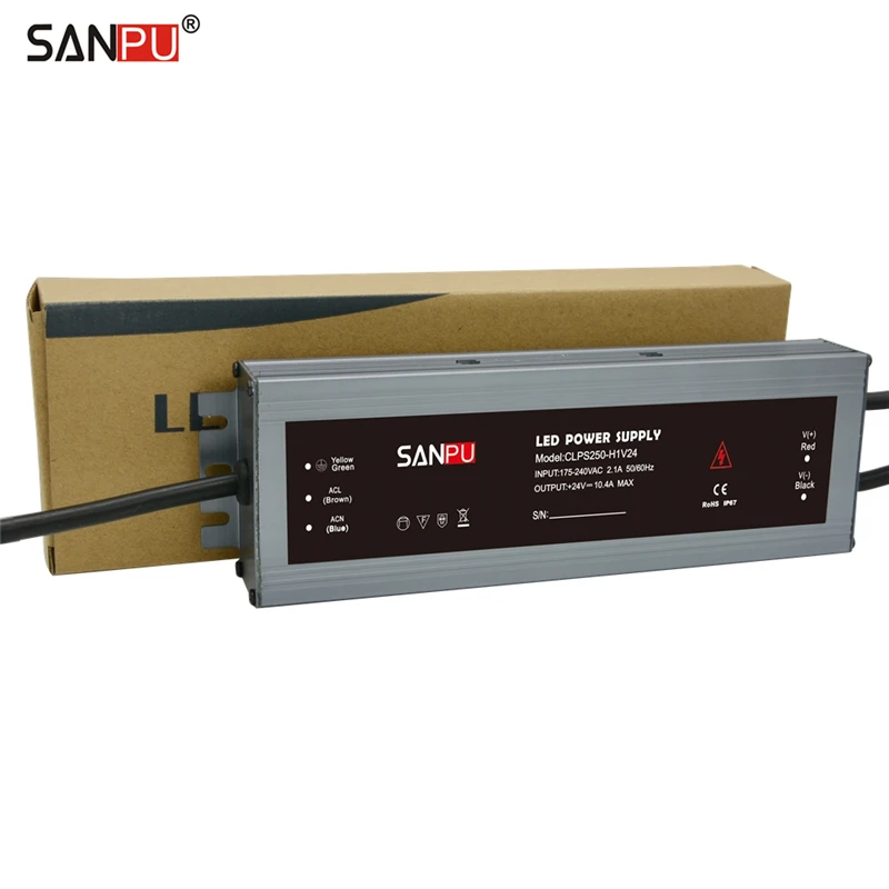 Источник питания SANPU 24 В водонепроницаемый IP67 250 Вт 230 220 переменного тока в