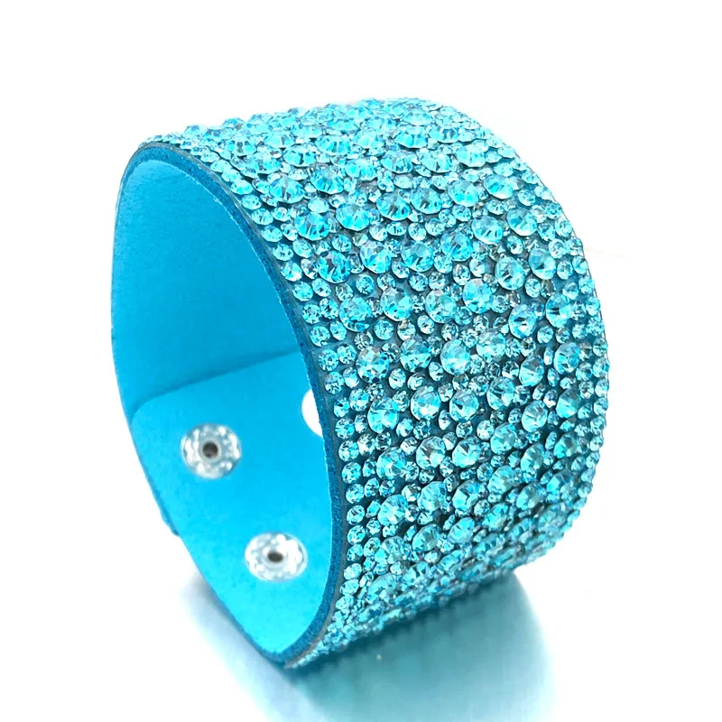 blue without snaps Модный сменный Кристалл 049 стразы бархат Кожаный браслет подходит 18 мм украшение с защелкой браслет для женщин подарок - Окраска металла: blue without snaps