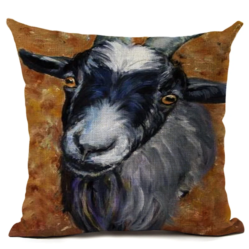 Оригинальная картина написанная маслом корова рисунок льняная Подушка