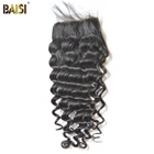 Волосы BAISI, бразильские, натуральные, волнистые, со шнуровкой 5x5, 100% человеческие волосы