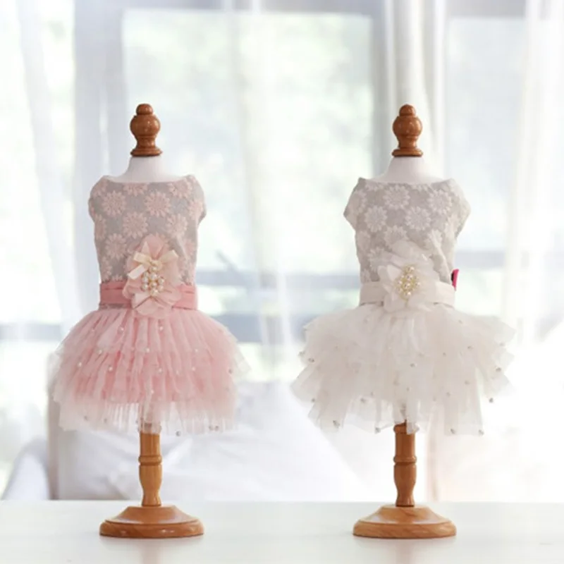 Luxuy Pearl Dog Puppy Dress Pet Cat Tutu Skirt Princess Wedding Party Shirt Clothes Bride Costume for Chihuahua Yorkie | Дом и сад