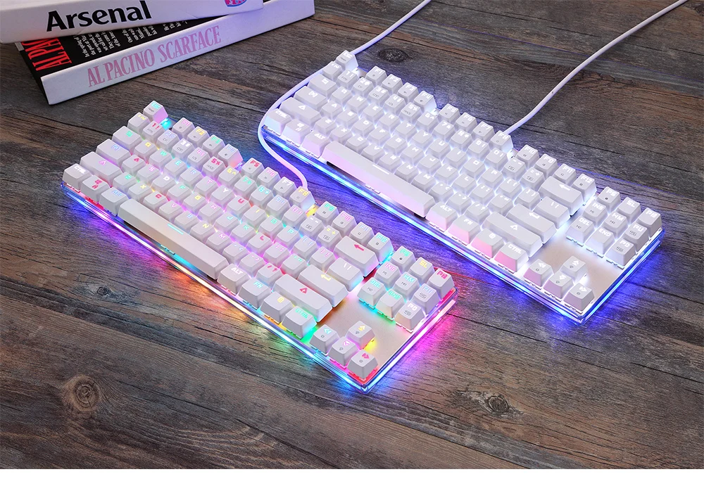 Игровая механическая клавиатура Motospeed K87S, 87 клавиш, светодиодный, RGB Красный/Синий переключатель, Кабель 1,8 м, USB Проводная клавиатура для геймеров ПК