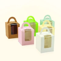 10pcs cute mini candy box single muffin box portable pink window cupcake box mousse cake pudding bottle packaging cup gift boxes