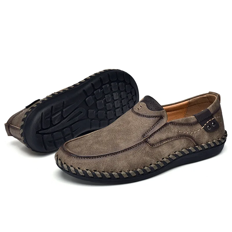 

2019 Big Size 38-48 Men's Shoes Round Head Fashionable British Hand-stitched Driving Shoes Summer Breathable Men's Shoes