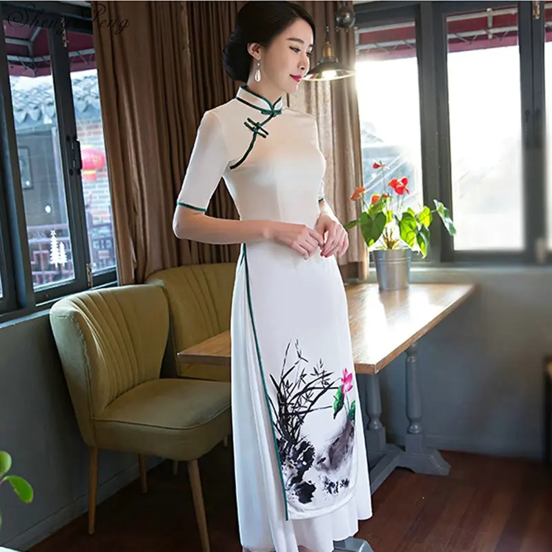 2018 летнее ретро платье Чонсам в китайском стиле вьетнамское аозай китайский