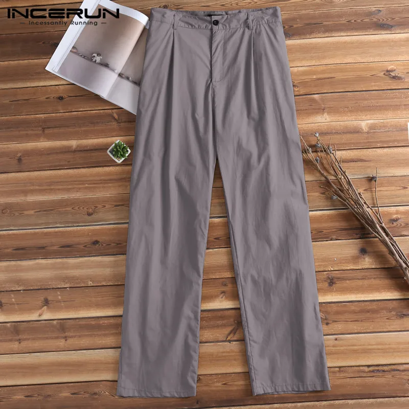 Grey INCERUN повседневные брюки, мужские брюки, чиносы, простые хлопковые спортивные штаны, модные длинные свободные брюки для бега, мужские брюки, 3XL, большие размеры - Цвет: Grey