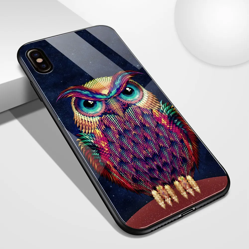 02983 Стеклянный чехол для iPhone Xr, чехол с изображением животных, Ночная Сова, Модный чехол galass для iPhone 6 6s 7 8 Plus X XS Max XR 11 pro max - Цвет: 02983