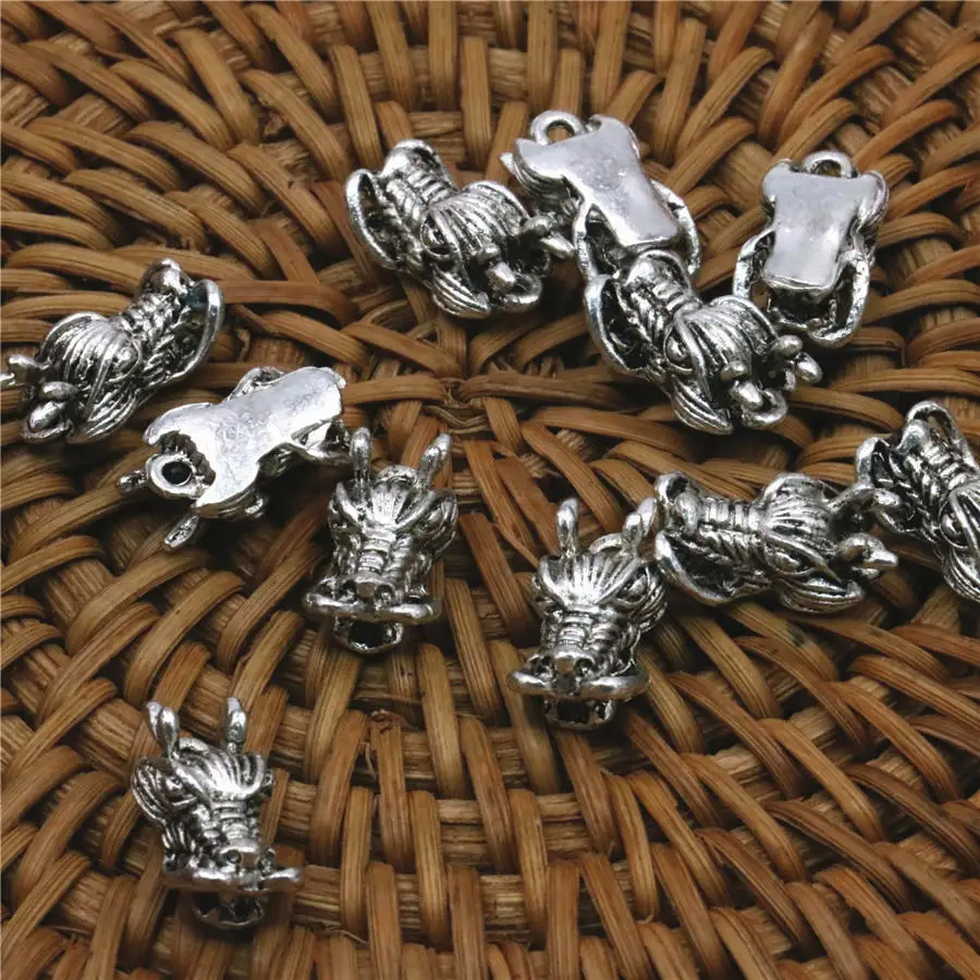 Подвеска с китайским Головой Дракона сделай сам свободная фурнитура 8 х14 мм