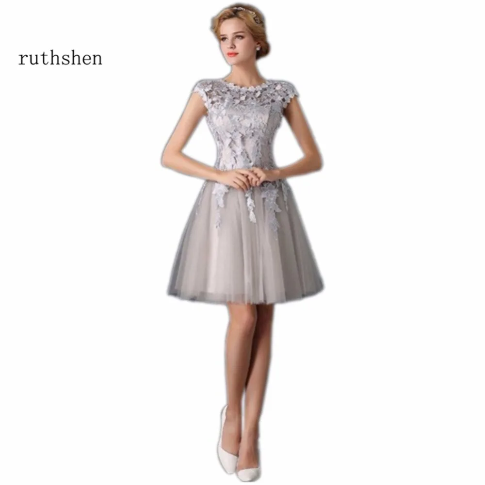 Ruthshen Robe De Soiree Мини Короткие Шампанское серые коктейльные платья 2020 с рукавами