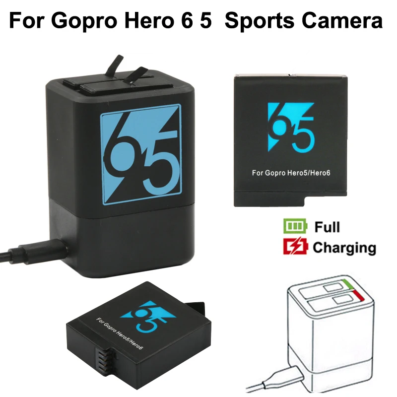 Зарядное устройство с двумя аккумуляторами для gopro hero 5 черный аккумулятор 6 8 hero7