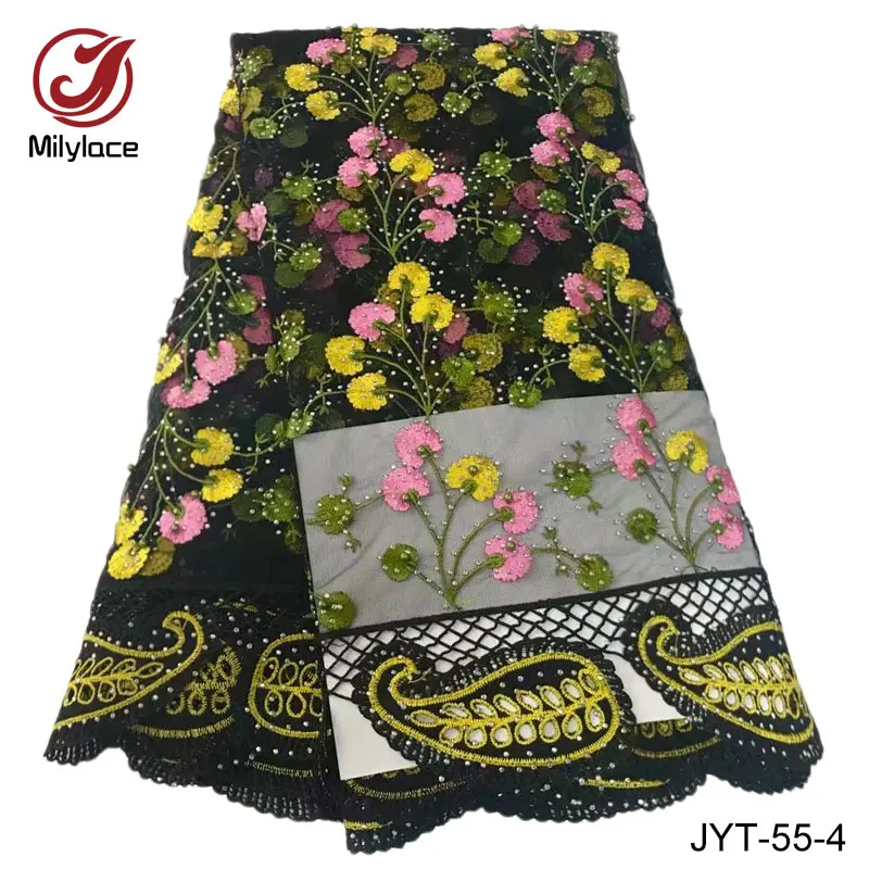 Milylace Embrioideried круговая индийская Кружевная Ткань 5 ярдов камни Гана кружевная