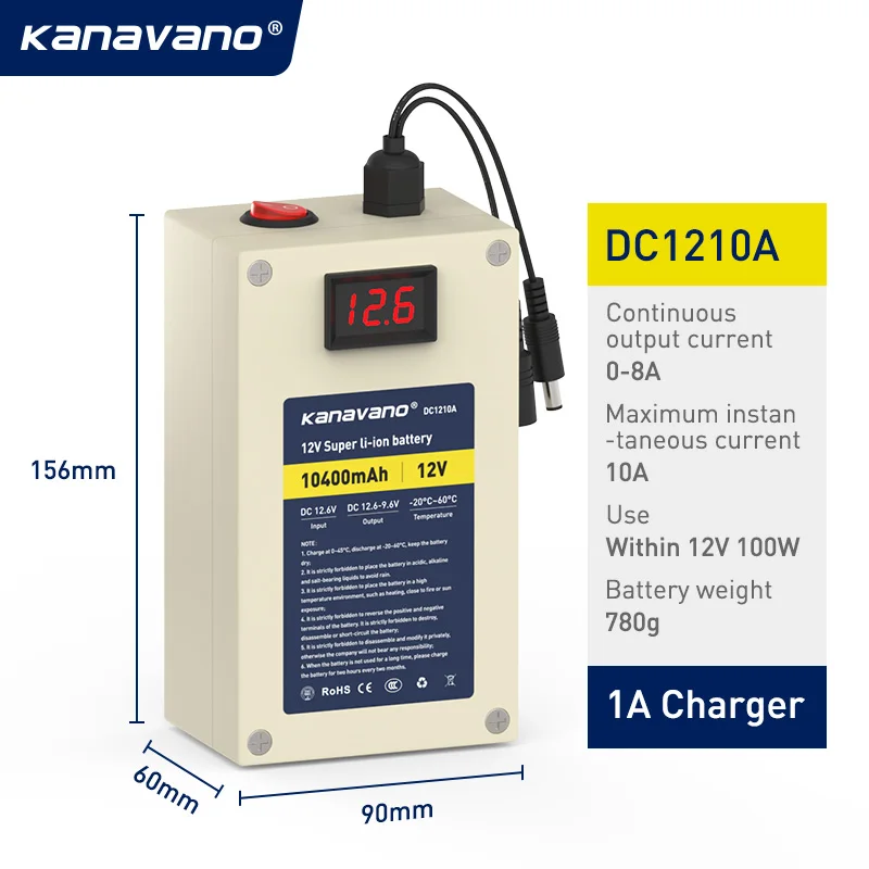 10A with screen 12V ионно-литиевая аккумуляторная батарея ультра-портативный 10ah 20ah 25AH литий-ионный 18650 с USB - Цвет: 10A with screen