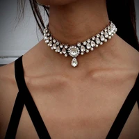 8 colors fashion rhinestone crystal choker necklace for women statement wedding chain punk gothic chokers jewelry collier femme