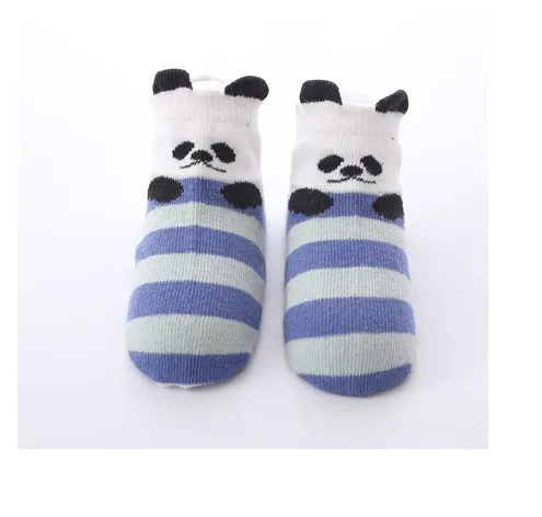 White panda style 5 пар, Детские хлопковые носки для школьников Нескользящие Детские носки-тапочки носки с рисунками дышащие носки для маленьких мальчиков и девочек - Цвет: White panda style