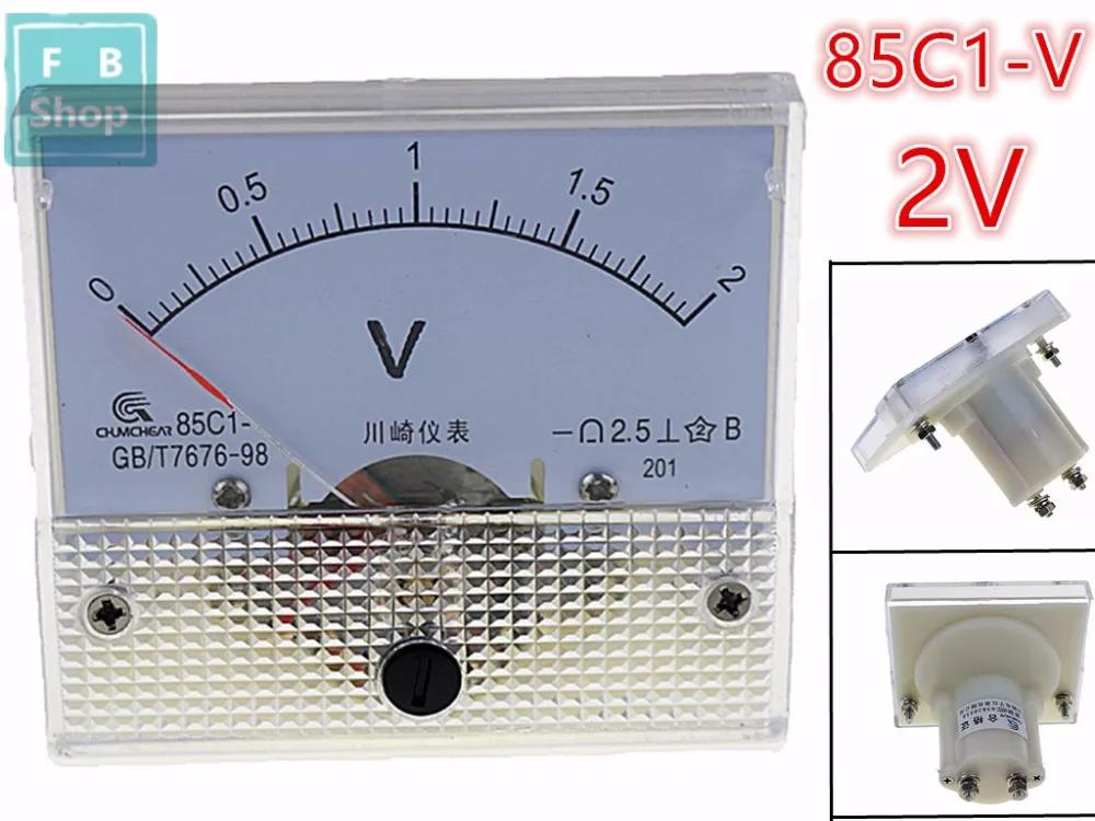 

1PCS 85C1 2V Analogue DC Voltage Needle Panel Meter Voltmeter