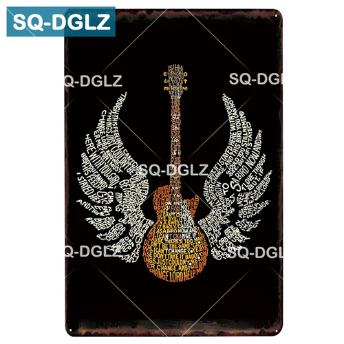 [SQ-DGLZ] MUSIC GUITAR Metal Sign Bar Wall Decoration Tin Sign Vintage Metal Signs Home Decor Painting Plaques Art Poster - Цвет: 1064
