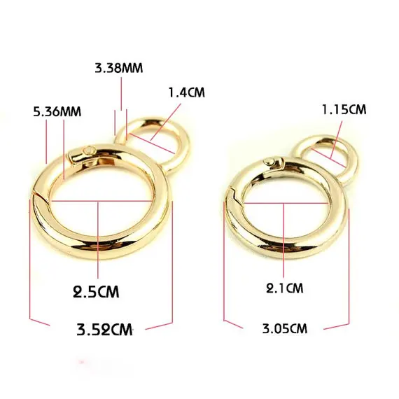 2.0 cm Diameter Golden Purse Clasp Round Ring 40PCS/Lot | Багаж и сумки