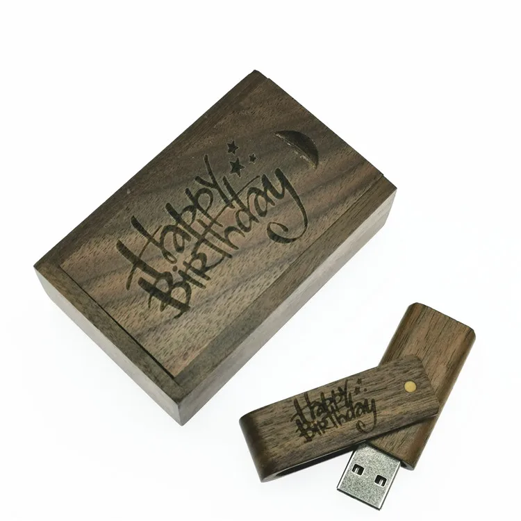 Один шт Бесплатный Логотип Деревянный usb + коробка флэш накопитель 4 ГБ 8 16 32 64