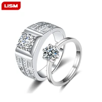 hot sales authentic silver plated couples rings simple opening ring couple ring zircon for women men wedding accessory