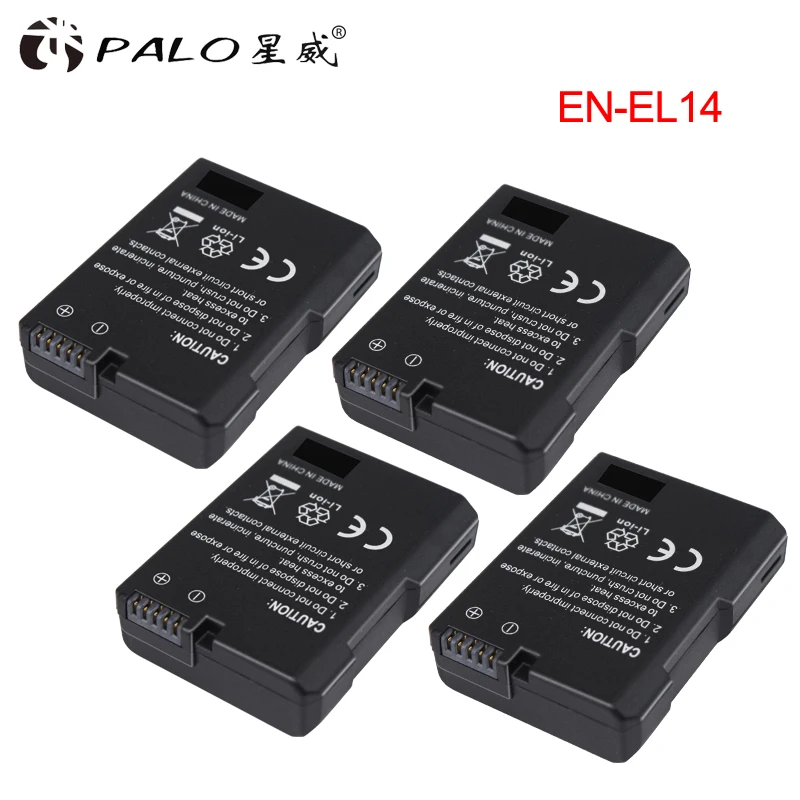 Аккумулятор 4pcsEN-EL14 EN-EL14a ENEL14 EL14 1200mAh для Nikon D5600 P7700 P7100 D3400 D5500 D5300 D5200 D3200 D3300 D5100 D3100 |