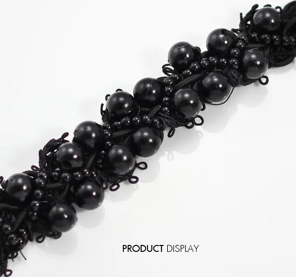 Отделка из бисера и жемчуга плетеная Черная кружевная отделка аппликация для