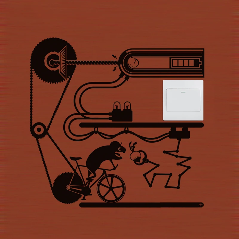 Виниловые водонепроницаемые настенные стикеры хомяк Fixie Bike переключатель для