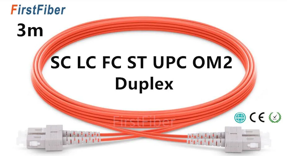 

Patch Cable 3m LC SC ST FC UPC OM2 Fiber Patch Cable, 2 Core Jumper, Patch Cord Duplex Multimode 2.0mm