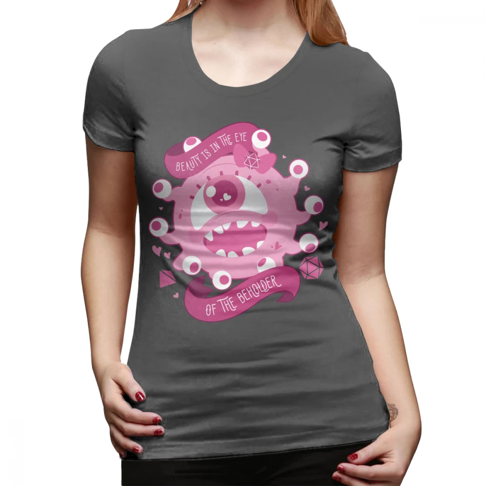 Монстром футболка с глазами Kawaii Beholder смешные короткий рукав женская в морском