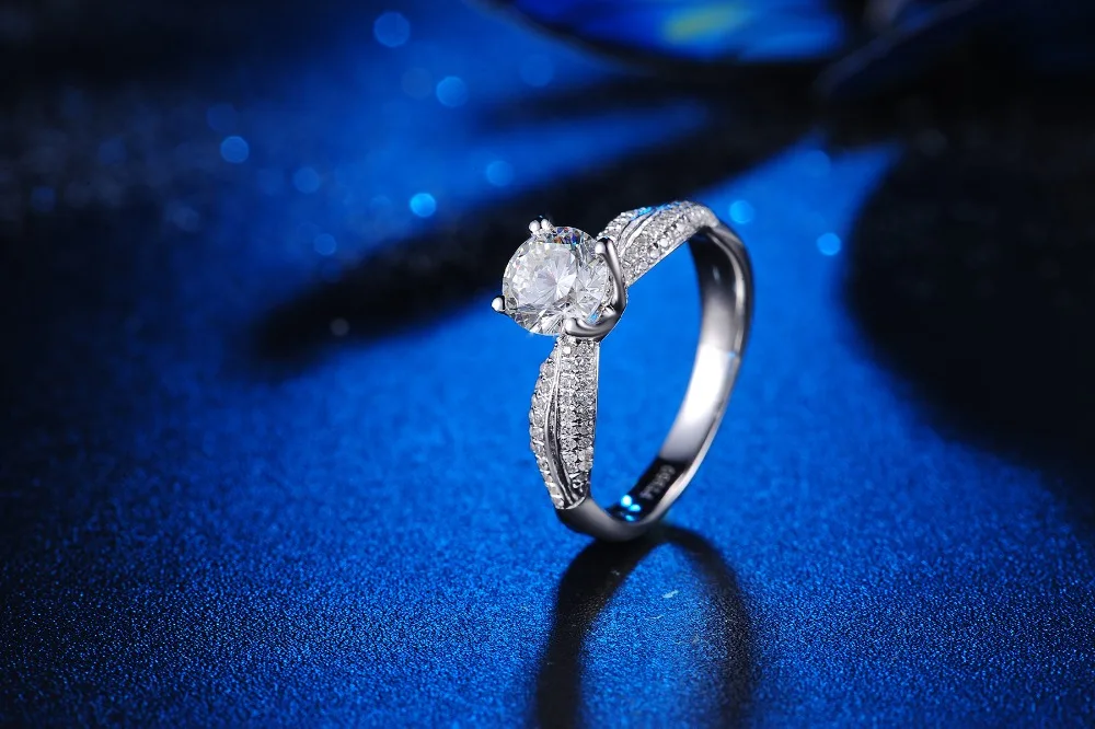 Тесты положительный! Однотонное кольцо из белого золота 18 К, 1CT, кольцо с бриллиантами Moissanite, обручальные кольца, ювелирные изделия Moissanite, роскошное кольцо в стиле ретро