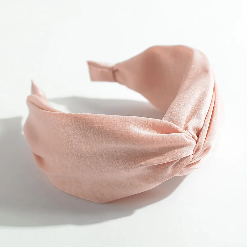 F pink AWAYTR, Женская повязка на голову, одноцветная, крученая, лента для волос, бант, перекрестный галстук, ткань, повязка на голову, обруч для волос, головные уборы, аксессуары, ленты для волос - Цвет: F pink
