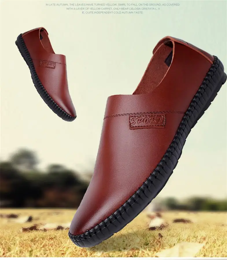 2019 Spring New Product British Leather Leisure Comfortable Deodorant Soft Men's Beans Shoes | Обувь
