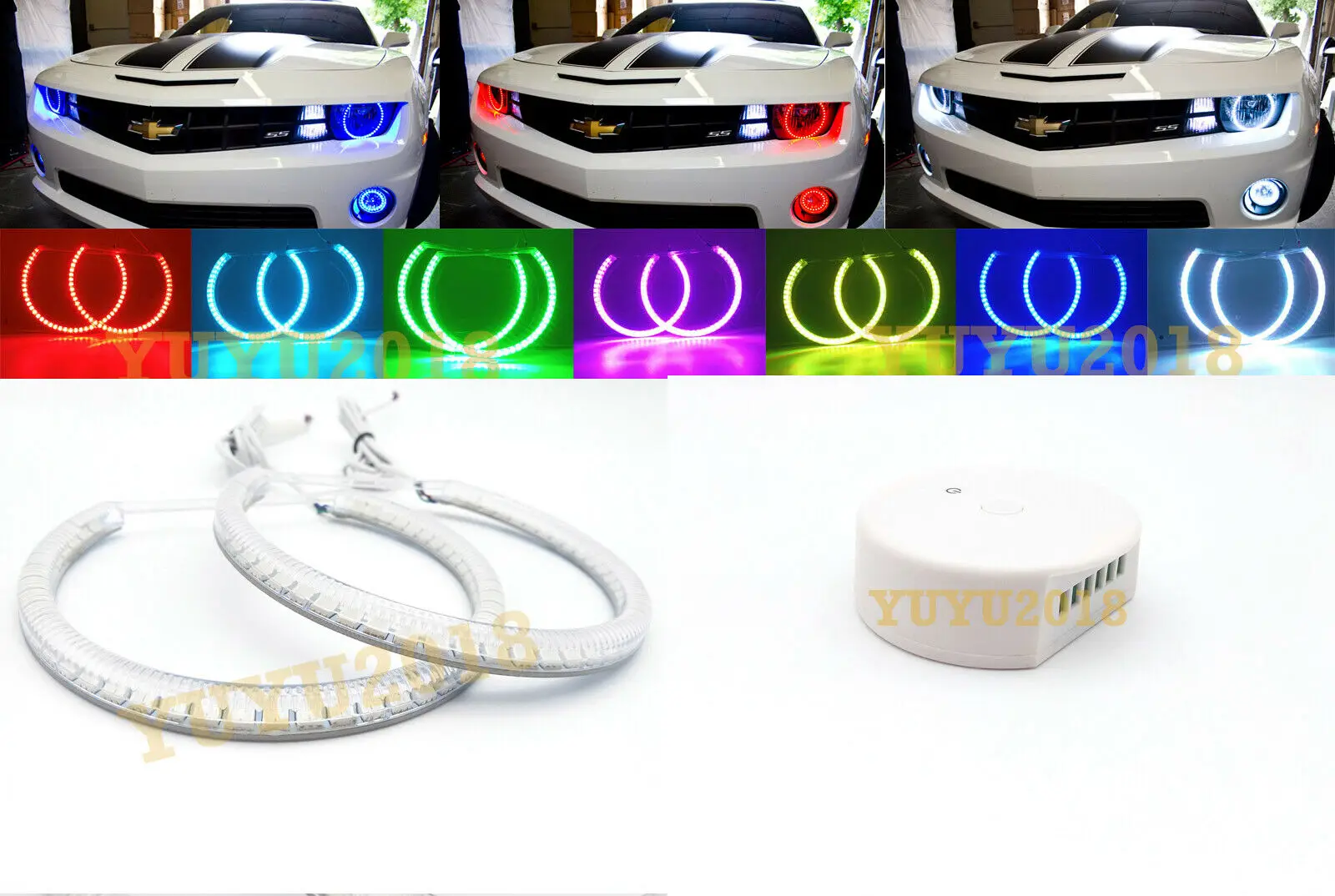 Bluetooth RGB Halo кольца подходящие для Chevrolet Camaro 2010 2015 Автомобильный светодиодный