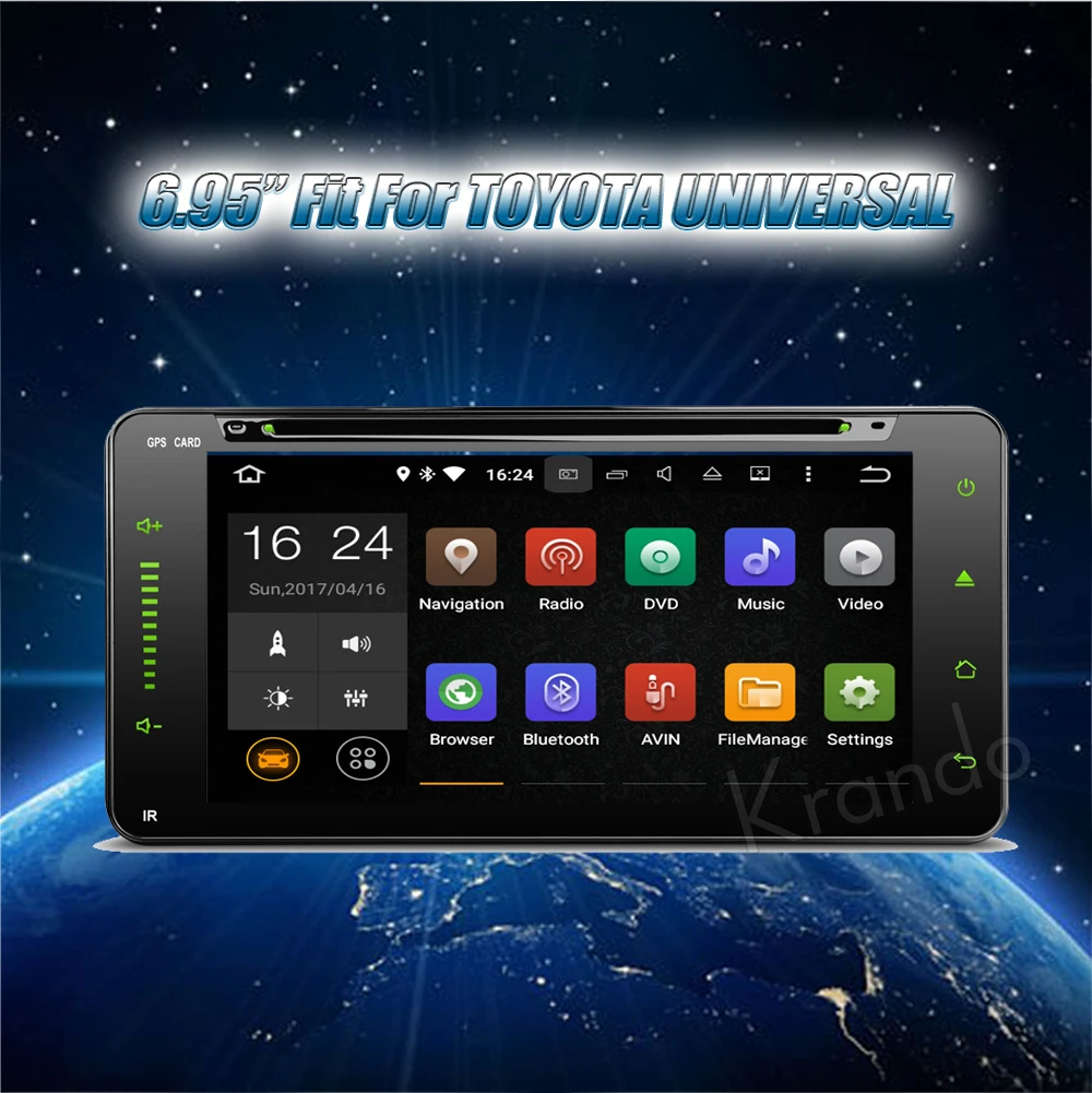 Krando android 7 1 6 95 ''автомобильный dvd плеер для Toyota Hilux VIOS Old Camry Prado RAV4 2003 2006 gps