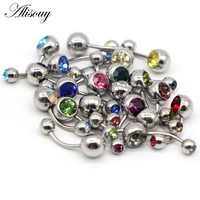 alisouy 20pslot wholesale 316l surgical steel rhinestone belly button navel bar ring piercing pircing bijoux pirsing ombligo