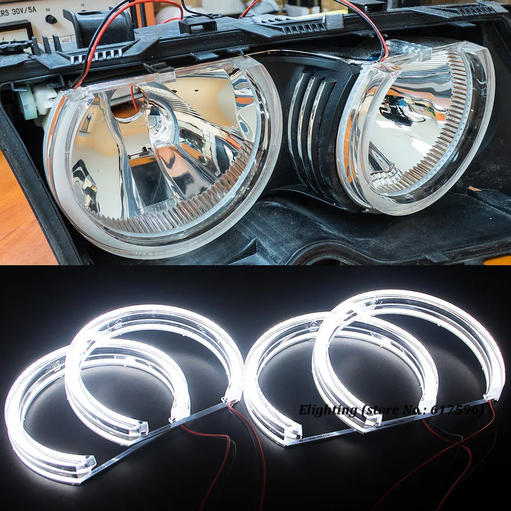 DTM M4 Стиль Кристалл SMD СВЕТОДИОДНЫЙ ангельские глазки Halo кольца фары DRL для BMW E46