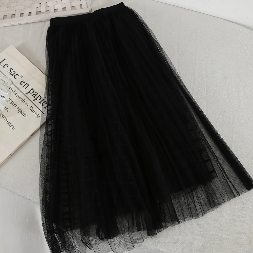 2019 новые модные женские взрослых Одежда клетчатая юбка средней длины сетки марли