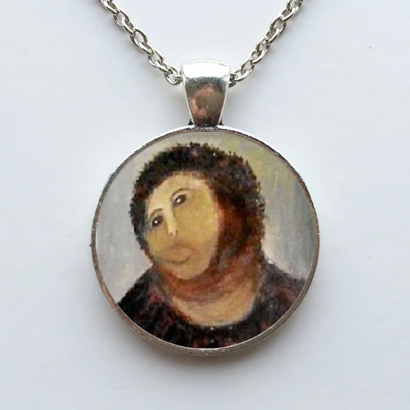 Кулон из стекла с кабошоном и изображением Иисуса|cabochon pendant|jesus face pendantface pendant |