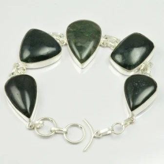 

Moss Agates Bracelet Silver Overlay over Copper , 23.5 cm, B2278