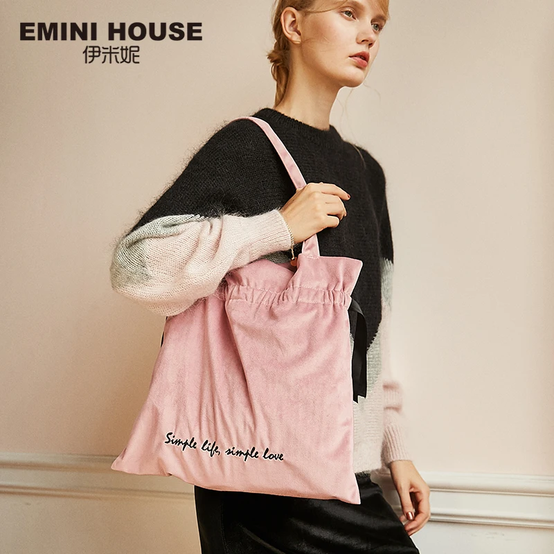 Женская бархатная сумка-тоут EMINI HOUSE повседневная Сумочка на плечо модный