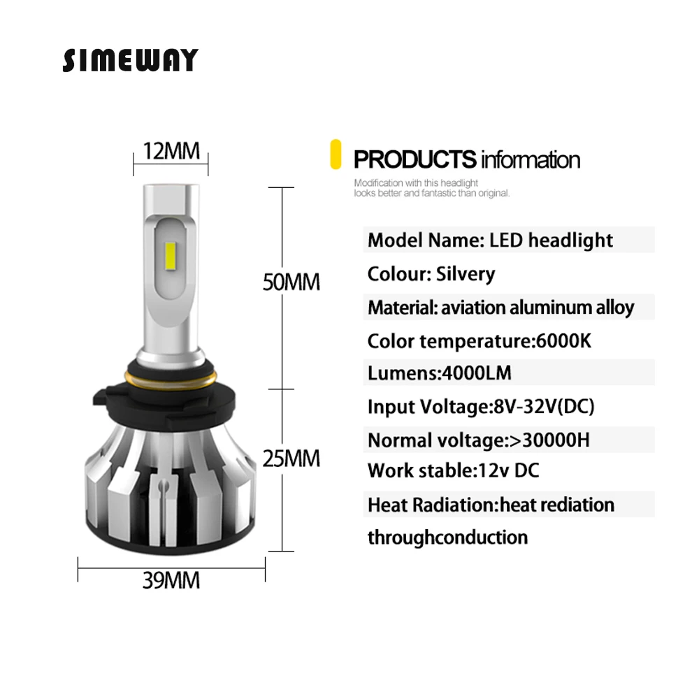 Super Bright H4 H13 High Low Beam Car led headlight CSP 8000lm 6000K H1 H3 H7 H9 H11 9005 9006 9012 881 Auto fog lamp bulbs | Автомобили и